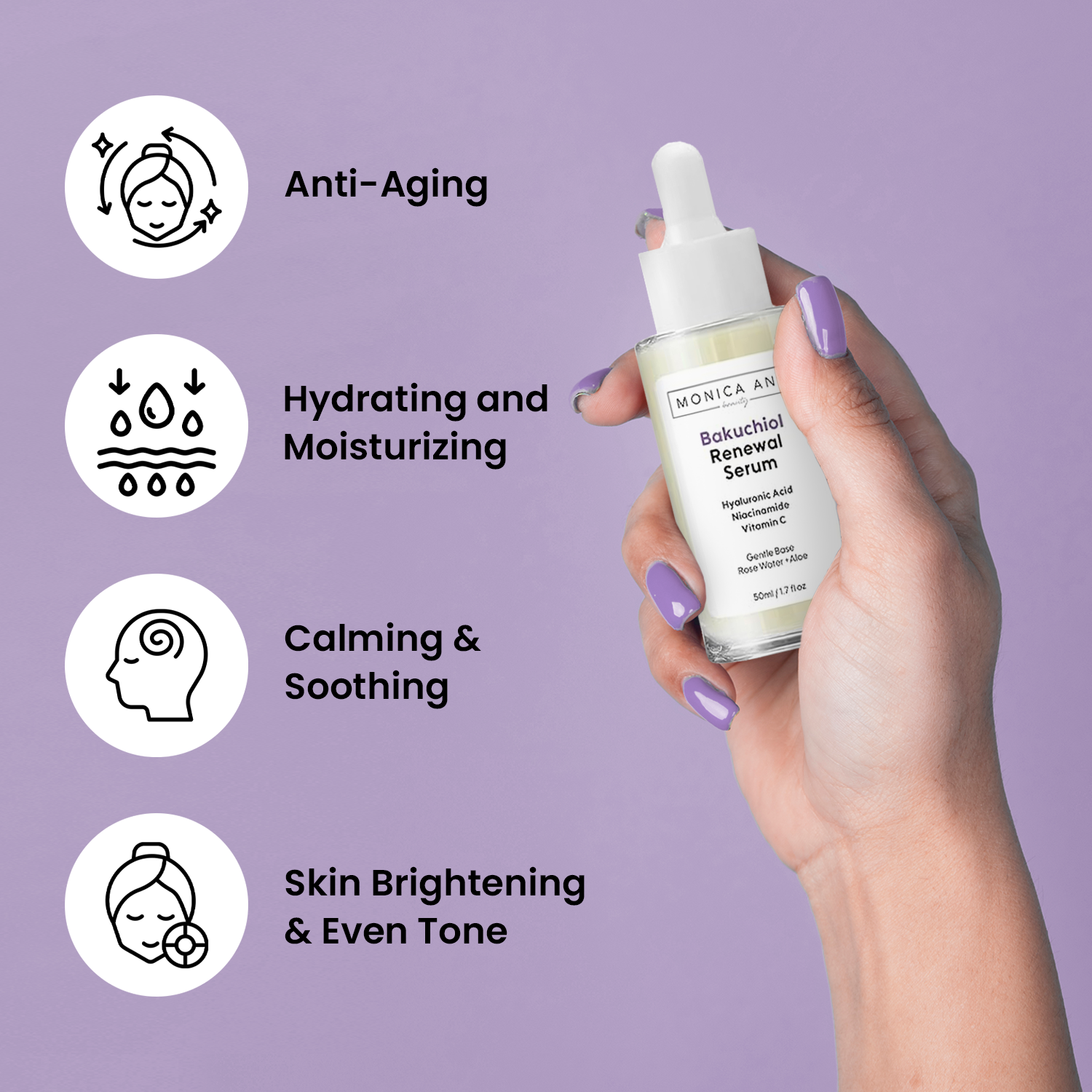 NOW AVAILABLE! Bakuchiol Renewal Serum with Hyaluronic Acid, Niacinamide, and Vitamin C, 50ml
