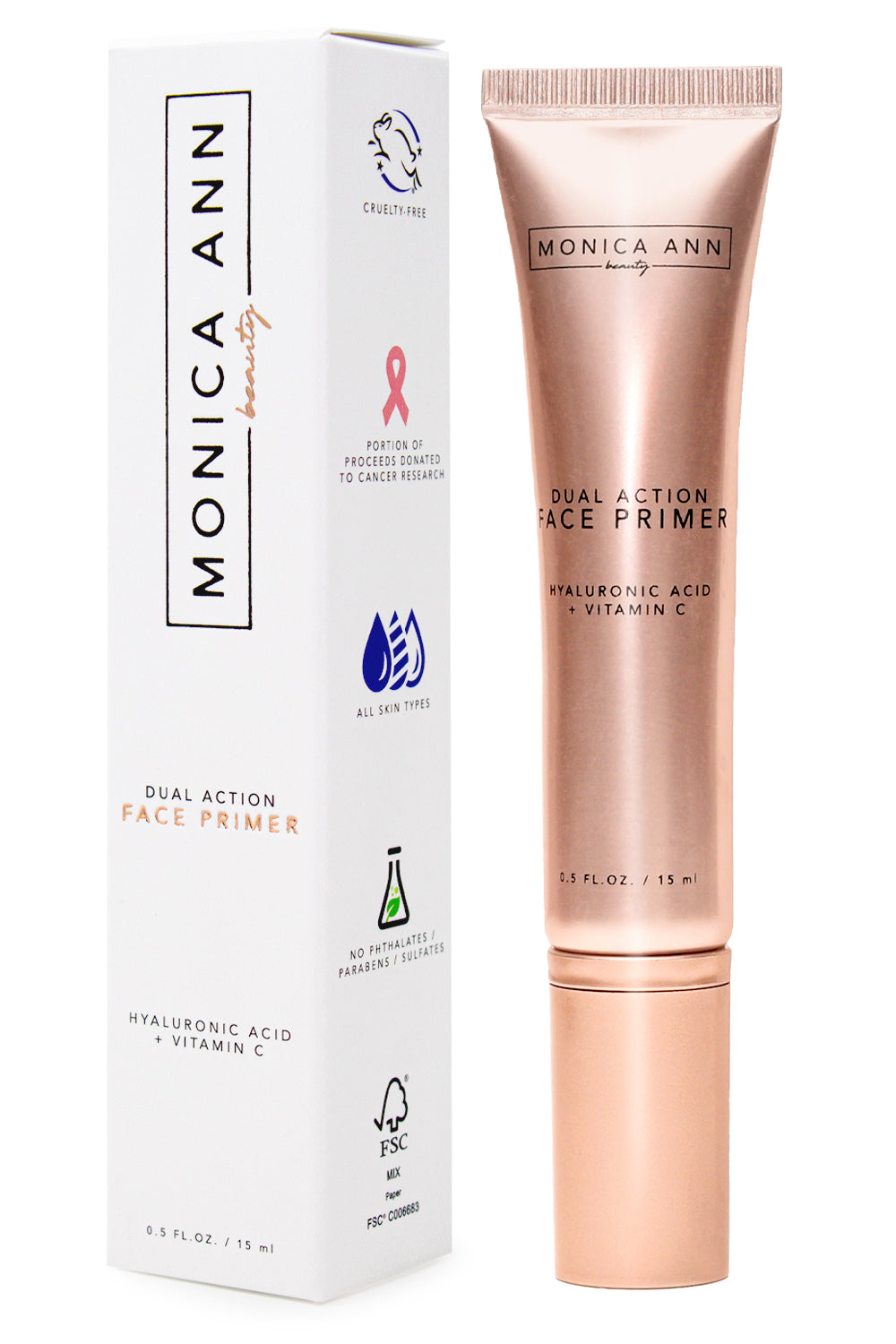 Dual-Action Face Primer (Vitamin C Hyaluronic Acid) , Monica Ann Beauty; Travel Size Foundation Primer