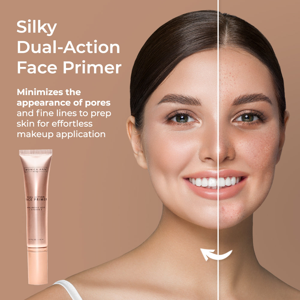Dual-Action Face Primer (Vitamin C Hyaluronic Acid) , Monica Ann Beauty; Travel Size Foundation Primer