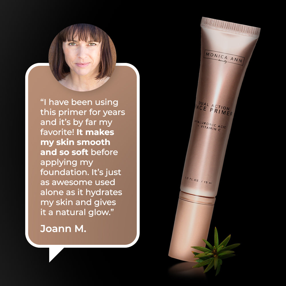 Dual-Action Face Primer (Vitamin C Hyaluronic Acid) , Monica Ann Beauty; Travel Size Foundation Primer