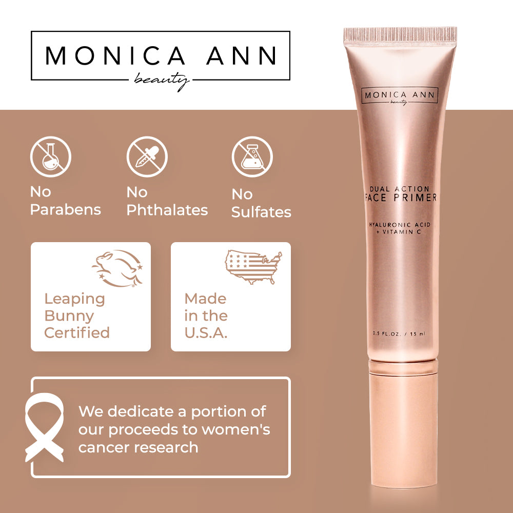 Dual-Action Face Primer (Vitamin C Hyaluronic Acid) , Monica Ann Beauty; Travel Size Foundation Primer