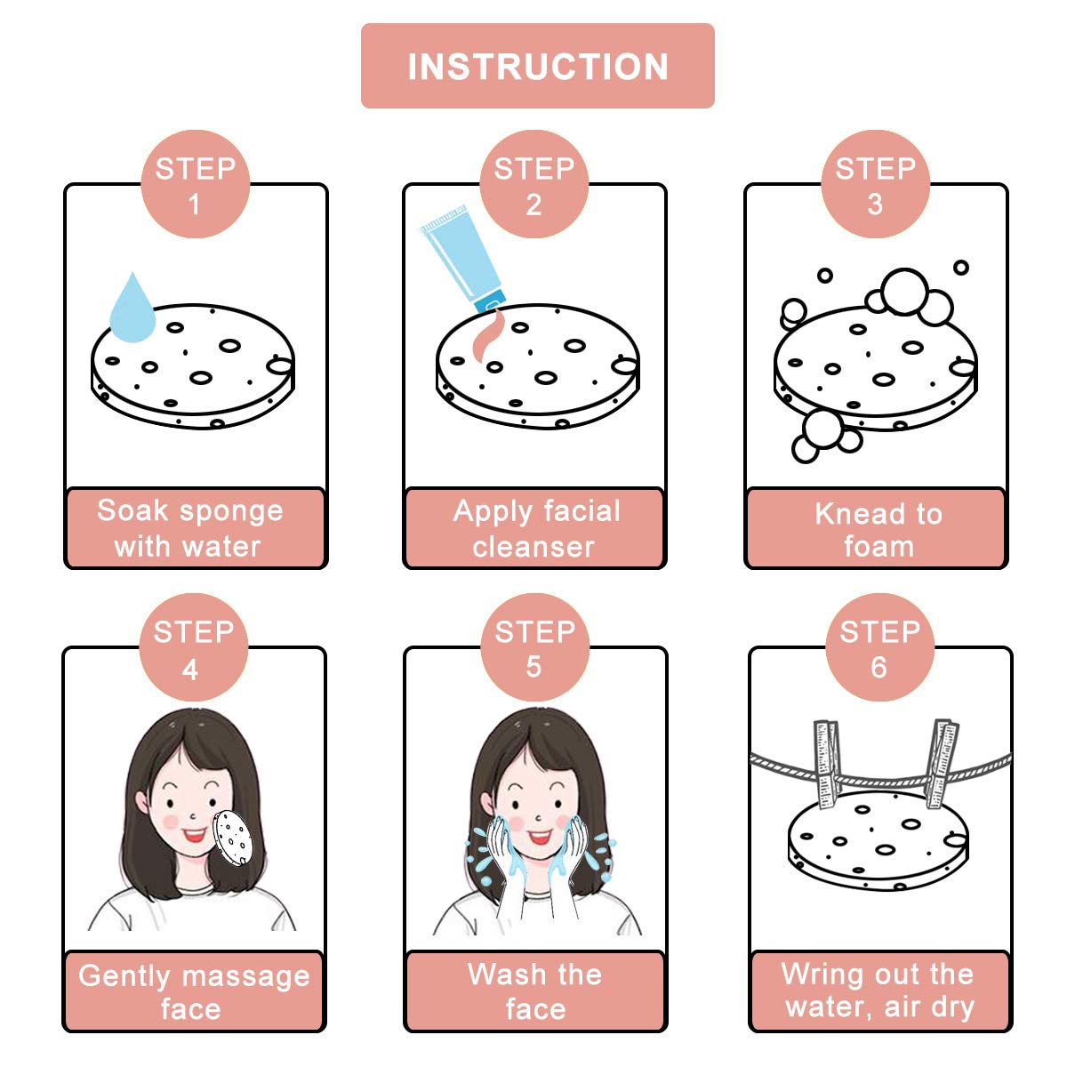 25-Count Compressed Facial Sponges for Daily Cleansing and Gentle Exfoliating, 100% Natural Cellulose Spa Grade Sponge Perfect for Removing Dead Skin, Dirt and Makeup (pink)