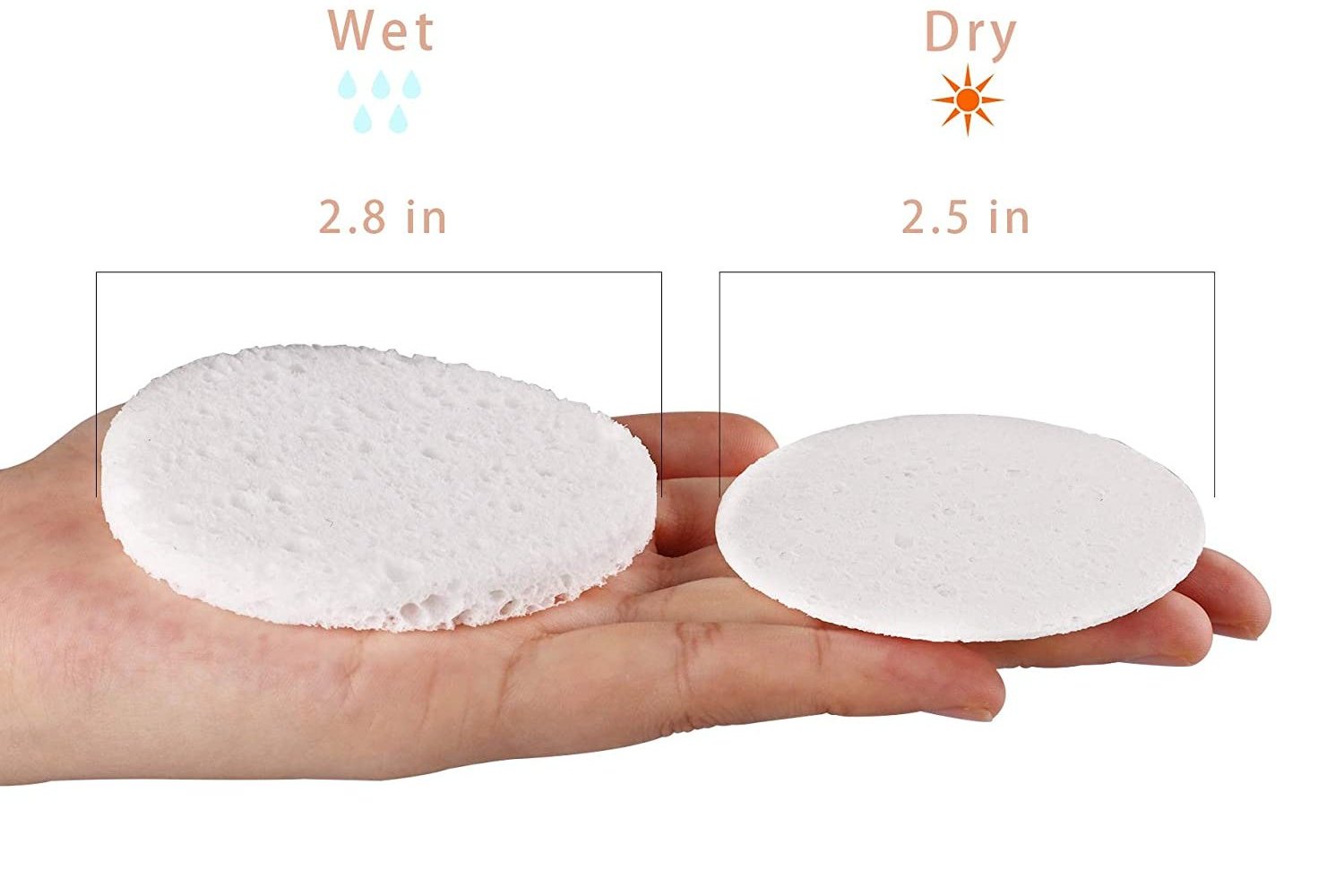 25-Count Compressed Facial Sponges for Daily Cleansing and Gentle Exfoliating, 100% Natural Cellulose Spa Grade Sponge Perfect for Removing Dead Skin, Dirt and Makeup (white)