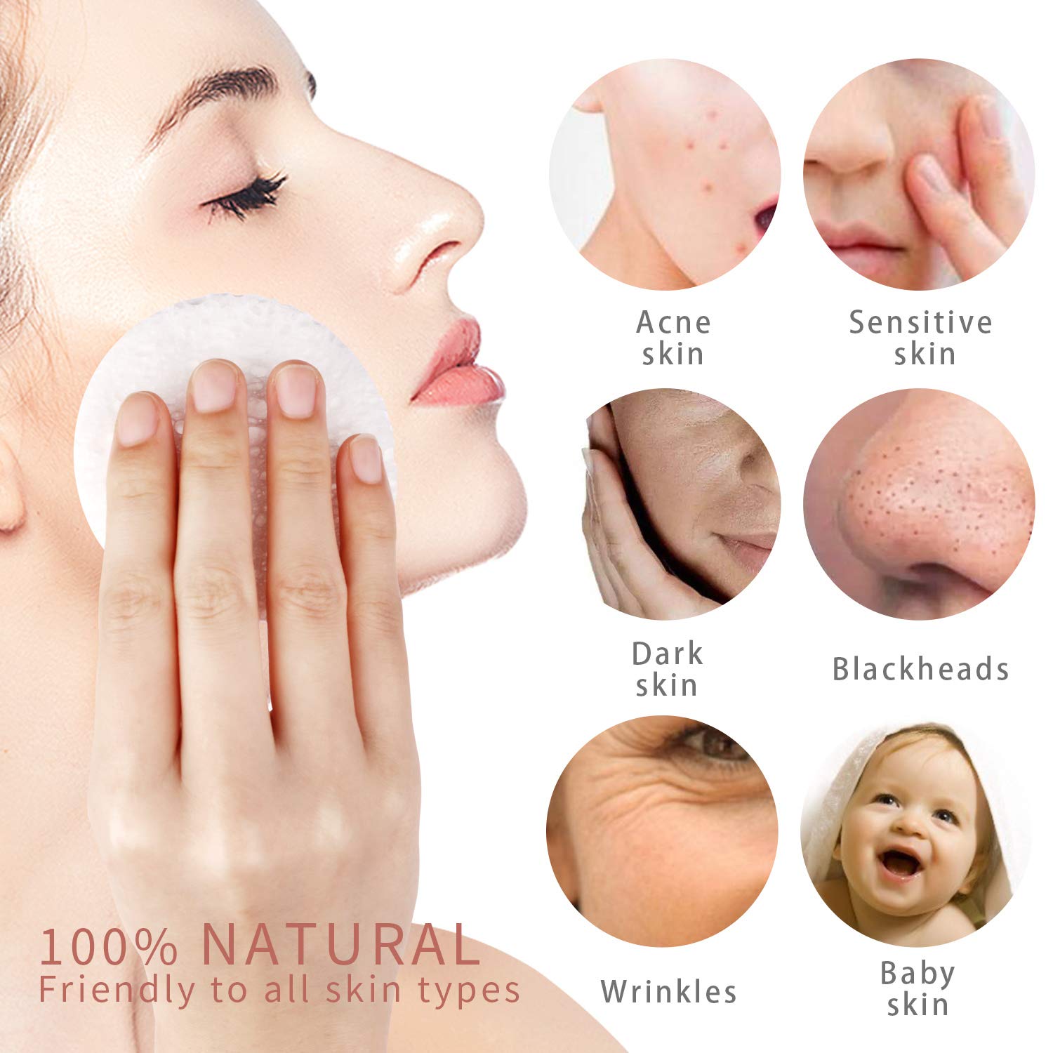 25-Count Compressed Facial Sponges for Daily Cleansing and Gentle Exfoliating, 100% Natural Cellulose Spa Grade Sponge Perfect for Removing Dead Skin, Dirt and Makeup (white)