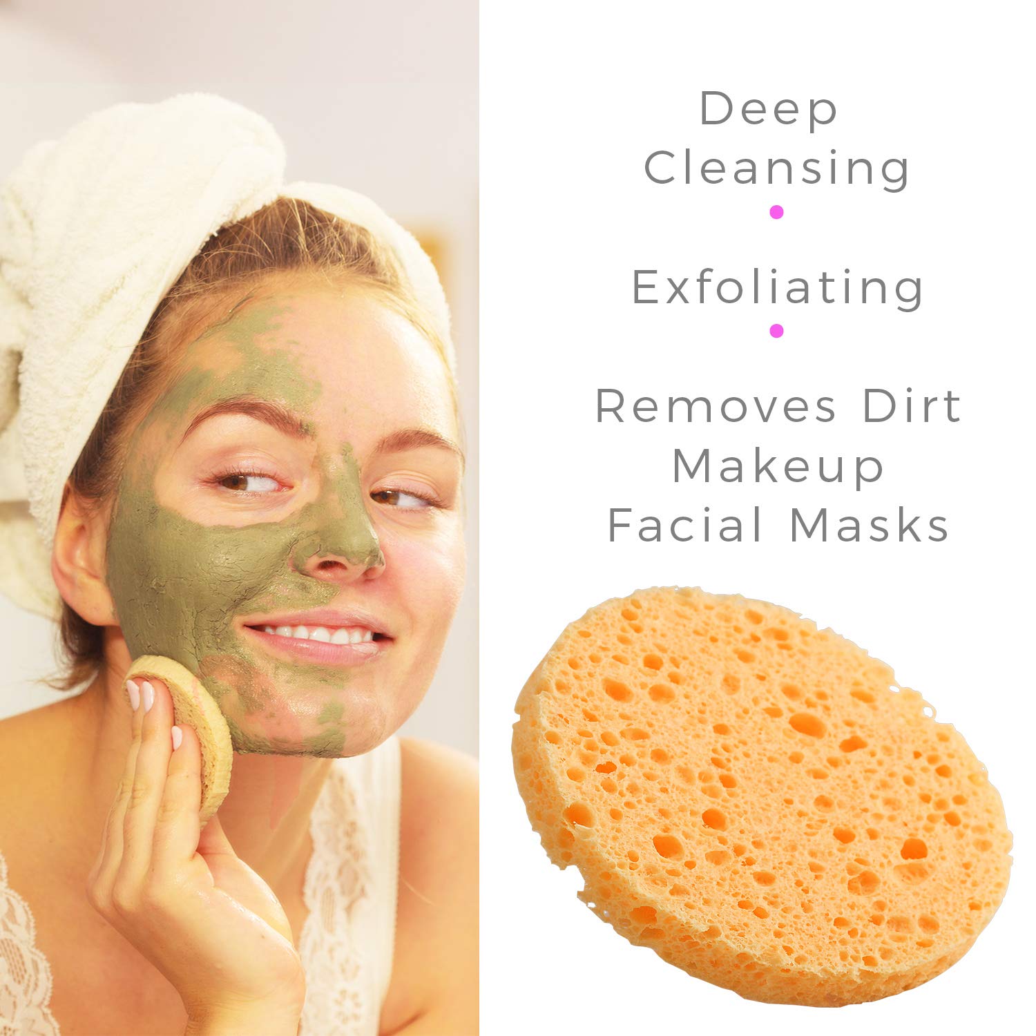 25-Count Compressed Facial Sponges for Daily Cleansing and Gentle Exfoliating, 100% Natural Cellulose Spa Grade Sponge Perfect for Removing Dead Skin, Dirt and Makeup (yellow)