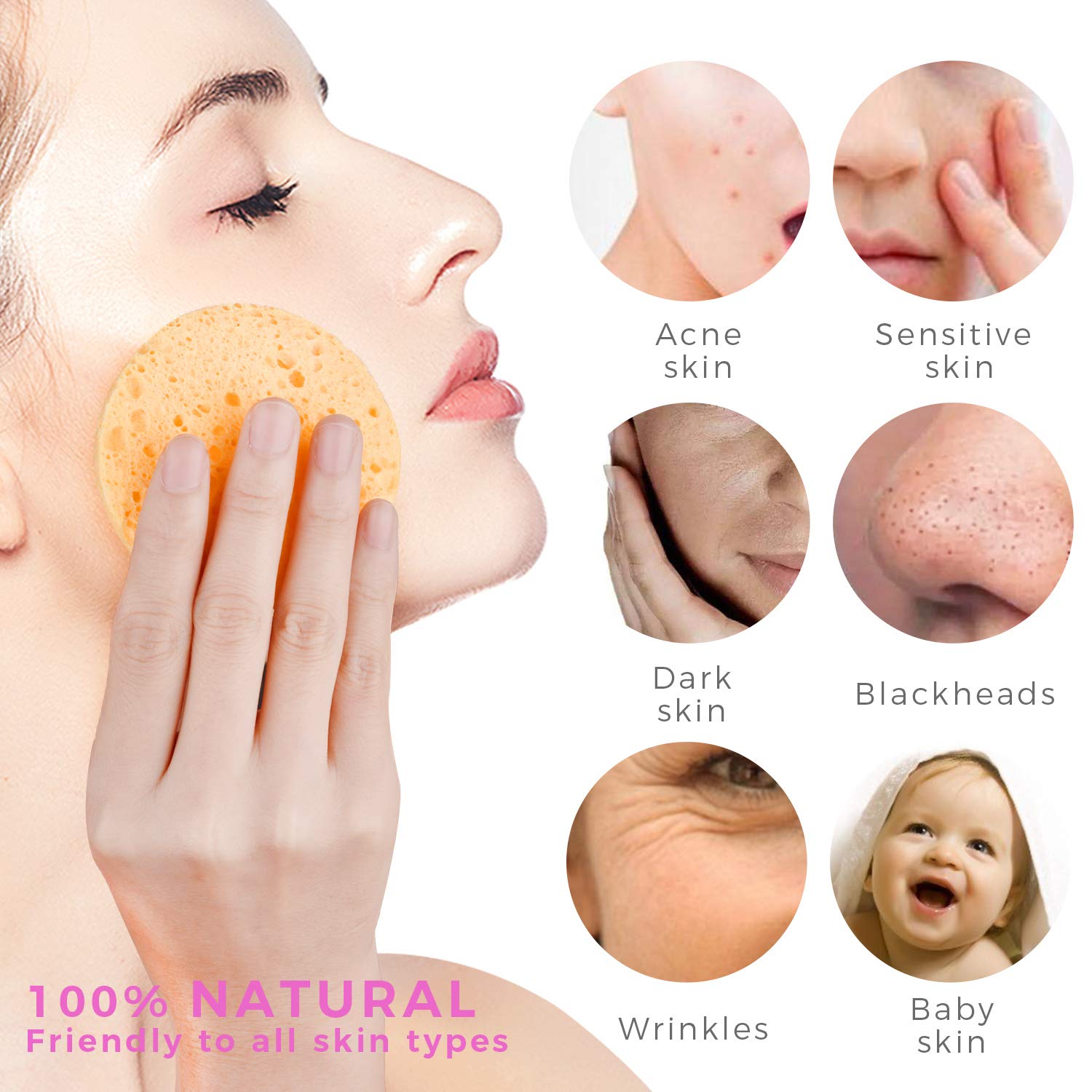 25-Count Compressed Facial Sponges for Daily Cleansing and Gentle Exfoliating, 100% Natural Cellulose Spa Grade Sponge Perfect for Removing Dead Skin, Dirt and Makeup (yellow)