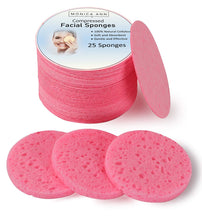 25-Count Compressed Facial Sponges for Daily Cleansing and Gentle Exfoliating, 100% Natural Cellulose Spa Grade Sponge Perfect for Removing Dead Skin, Dirt and Makeup (pink)