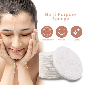 25-Count Compressed Facial Sponges for Daily Cleansing and Gentle Exfoliating, 100% Natural Cellulose Spa Grade Sponge Perfect for Removing Dead Skin, Dirt and Makeup (white)