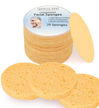 25-Count Compressed Facial Sponges for Daily Cleansing and Gentle Exfoliating, 100% Natural Cellulose Spa Grade Sponge Perfect for Removing Dead Skin, Dirt and Makeup (yellow)